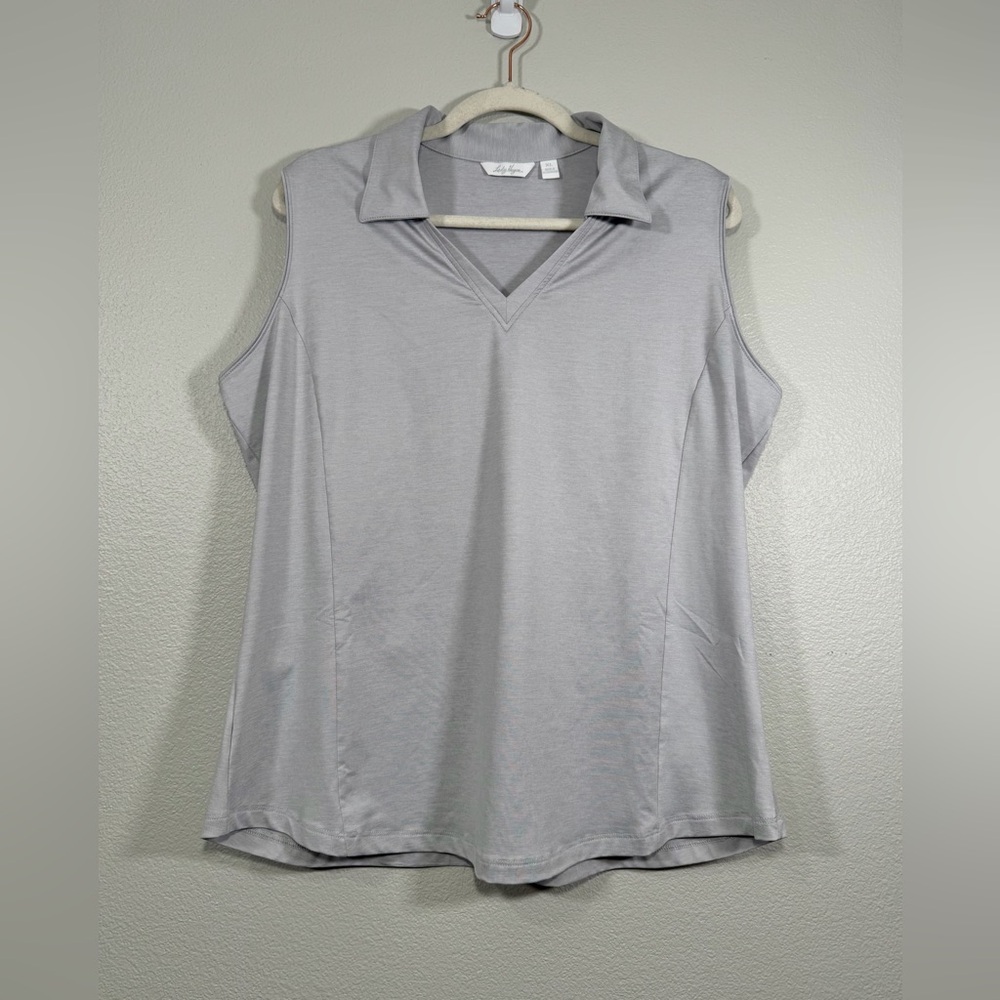 Lady Hagen Shirt Sleeveless Tank Top Gray Collar Athletic Tennis Golf Women XL
